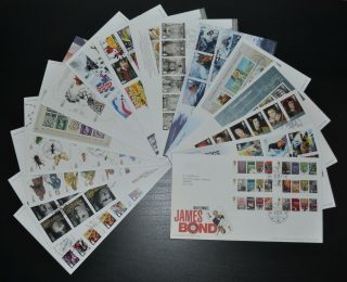 2008 Royal Mail Fdc Year Set X 16 With Philatelic Bureau Special Handstamps.