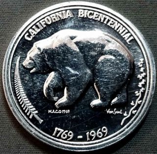 1969 California Bicentennial Silver Medal,  Medallic Art Co.