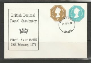 Gb Fdc 1971 Postal Stationery,  4p,  1/2p,  Burnham On Crouch Cds,  Unaddressed,  No