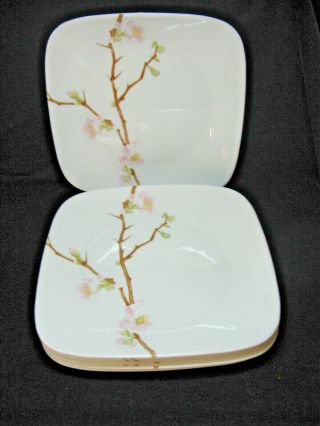 4 Corelle Cherry Blossom Square Dinner Plates Ultra Vitrelle