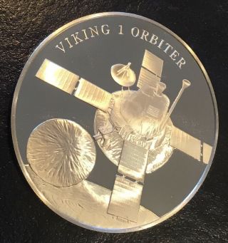 Viking 1 Mars Orbiter Satellite Sterling Silver Coin Medal Nasa Space