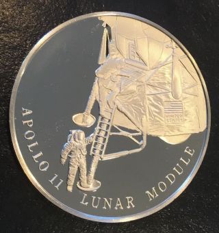Apollo 11 Lunar Module Moon Landing Sterling Silver Coin Medal Nasa Space