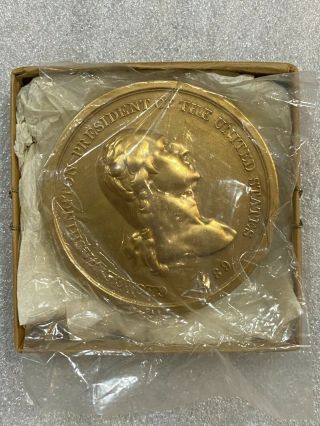 Large Vintage Bronze Medal George Washington W/ Box