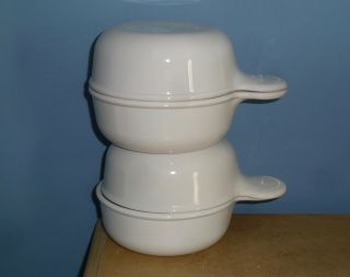 (4) Vintage Pyrex Corning Ware White Grab - It - Bowls P - 150 - B,  15 Ounce,  No Lids