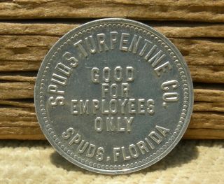 Antique Spuds Florida Fl (potatoes,  St Johns Co) Spuds Turpentine Co 50c Token