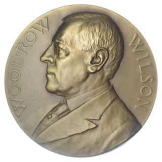 Large 3 " Woodrow Wilson - Us Treasury Bronze Medal - Huge 908