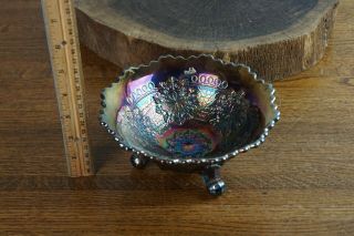 Vtg Fenton Footed Iridescent Carnival Glass Candy Dish Bowl 6 1/2 " Diameter