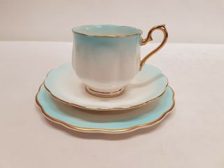 Vintage Royal Albert Bone China England Rainbow Blue Trio Cup Saucer Plate