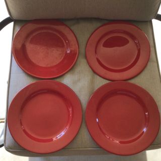 Set Of 4 Waechtersbach Red Fun Factory Dinner Plates 11 " Made In Germany