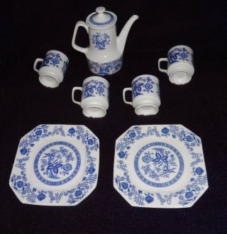 Kanesho Japan Blue Onion Tea/coffee Set - Pot /4 Cups/2 Lunch Plate - Fine China