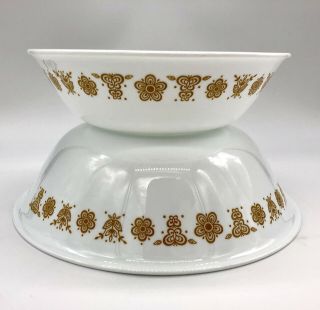 Two (2) Corelle Butterfly Gold Serving Bowls - 1 Qt 8 1/2” & 2 Qt 10 1/2” Euc
