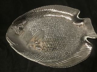 Set Of 6 Vintage Arcoroc France Clear Fish 8 1/4 " X 10” Dinner Plates