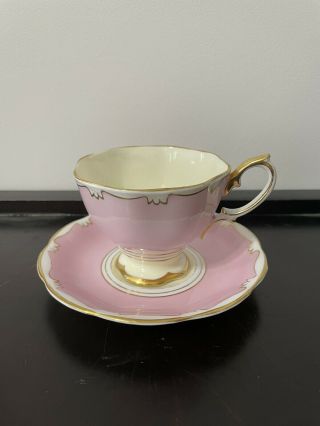 Vintage Tea Cup & Saucer Royal Albert Bone China England Pink And Gold Trim