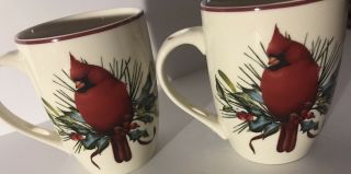 Lenox American By Design Winter Greetings Red Cardinal Set Of 2 Cups