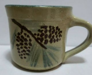 Vintage Monroe Salt Pottery Country Pinecone 3 " Tall Coffee Mug/ Cup Vg