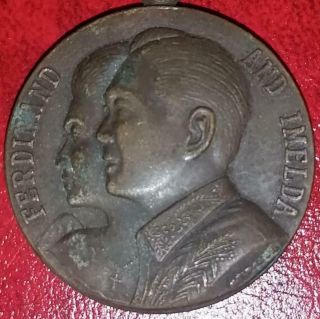 1965 Ferdinand Imelda Marcos Jugate Busts Inaugural Medal El Oro Tupaz H - 996 - 6a