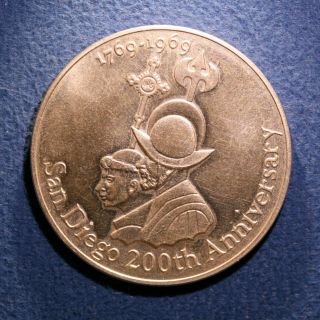 1969 Silver U.  S.  Medal - 200th Anniversary Of San Diego,  California