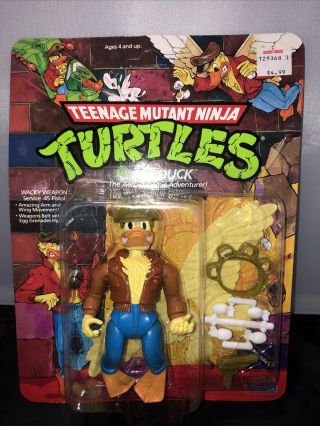 Vintage 1989 Tmnt Ace Duck Playmates Action Figure Moc Unpunched Rare Turtles