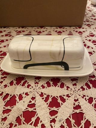 Red Wing Pottery Hand Painted " Smart Set " Butter Dish