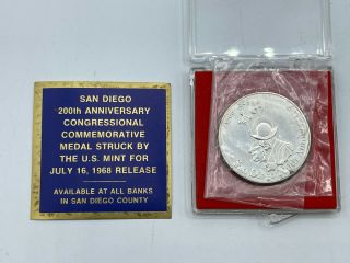 Us Medal - 1769 - 1969 San Diego 200th Anniversary - 34mm Coin Medallion Old