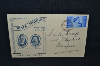 Gb First Day Cover 1948 Silver Wedding (2 1/2d) On Illustrated Cover.
