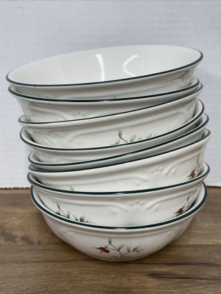 Set Of 8 Pfaltzgraff Winterberry Cereal Bowls 5 7/8 Inches -