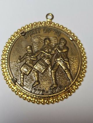 1976 Spirit Of 76 Coin Medallion Bicentennial Usa Pendant Token W/ Gold Bezel