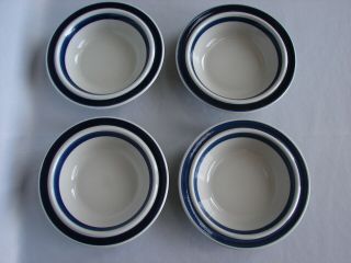 Set Of 4 Arabia Finland Blue Anemone 6 - 7/8 " Rimmed Cereal Bowls