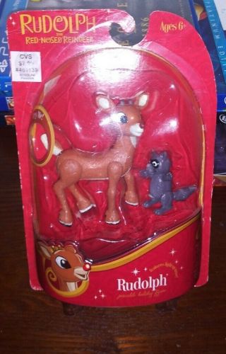 2008 Rudolph The Red Nosed Reindeer Holiday Action Figure With Raccoon Nos Read