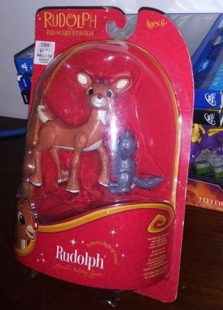 2008 Rudolph The Red Nosed Reindeer Holiday Action Figure with Raccoon NOS READ 3