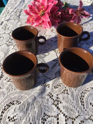 Fiesta 4 Chocolate Dark Brown Ring Handled Mugs 10 - 1/4 Oz.  Mug Fiestaware
