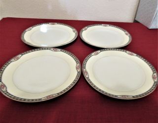 4 Noritake Margate 10 " Dinner Plates,  White,  Green,  Pink,  Gold 10 "