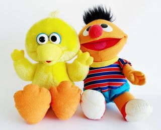 Vintage Tickle Me Ernie & Big Bird - 1996 Tyco Sesame Street Plush - Work