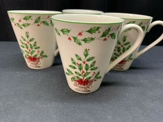 Lenox " Holiday " (special) American By Design Set Of 4 Mugs 4 " Tall