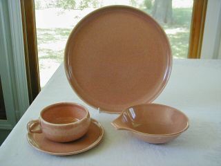 Russel Wright Coral Dinner Plate Cup Saucer Lug Soup Steubenville America Modern