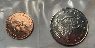 1861 One Cent And Half Dollar Restrike Coins Confederate States Csa Civil War