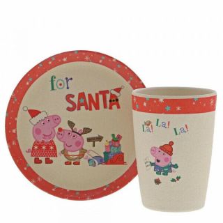 Peppa Pig Children’s Christmas Eve Set Festive Plate And Beaker Cup