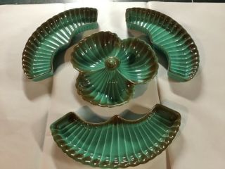 Vintage Mcm West Coast California Appetizer Chips N Dip Serving Bowl And Trays