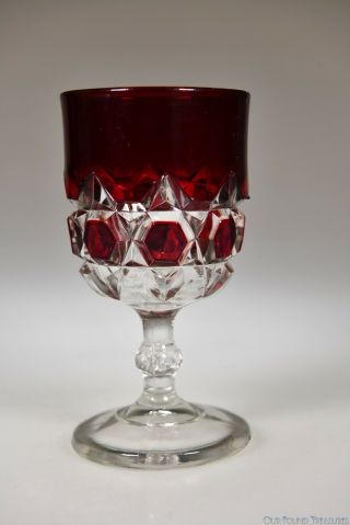 Ca.  1892 Gem Aka Double Red Block By Model Flint Ruby Stained Goblet