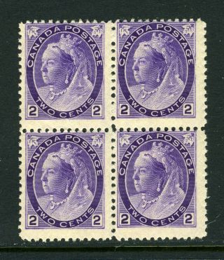 Canada Scott 76 - Nh - Blk Of 4 - 2¢ Purple Queen Victoria Numeral Issue (. 017)