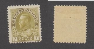 Canada 7c Greenish Yellow Kgv Admiral Stamp 113iv (lot 22696)