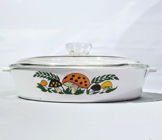 Corning Ware Merry Mushroom Covered Casserole 10 Inch Skillet 10 - B - 10 With Lid
