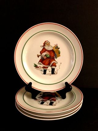 Vintage Jwk Bavaria Western Germany Christmas Santa Claus Plates 1930 Set Of 4