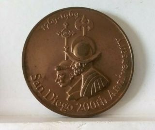 1969 San Diego 200th Anniversary Bronze Commemorative Collectible Medal