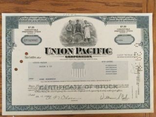 Train Room Decoration Up Union Pacific Cxld Stock Certificate