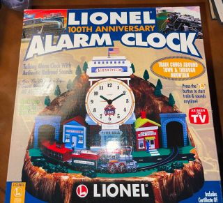 Lionel 100th Anniversary Alarm Clock With Train - Open Box.