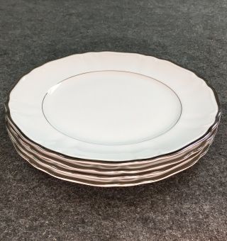 4 Harmony House Silver Sonata Large 10 - 3/8”dinner Plates 3638 Fine China Japan T