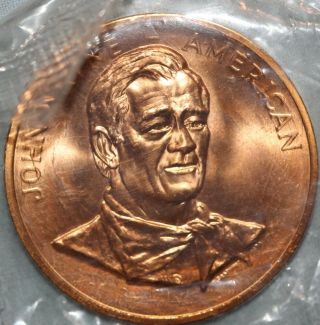 John Wayne U.  S.  Coin Medallion Copper 1979 Cowboy In Cellophane Package