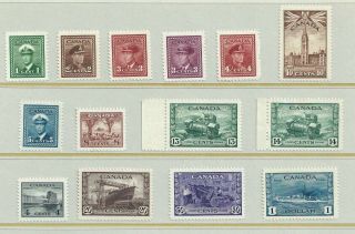 Canada 1942 - 48 S G 375 - 388 Set Of 14 Mh Cat £150