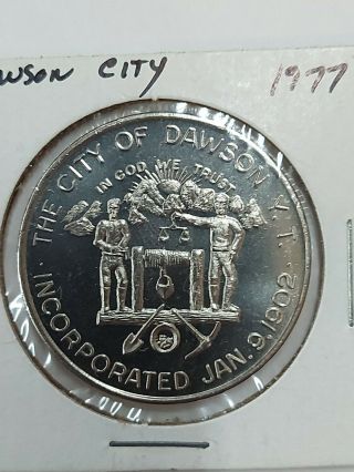 Dawson City Yukon 1977 Incorporated 1902 Diamond Jubilee Canada Token Coin Pb